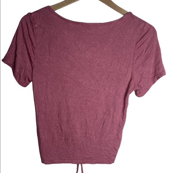 Gaze Top Adjustable Gathered Front V neck Dusty Rose M - Picture 2 of 10